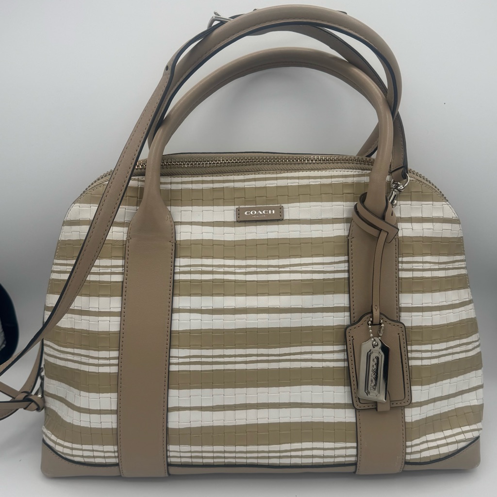 Coach Fawn And White Bleeker Dome Satchel Handbag